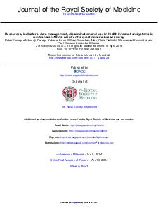 Resources, indicators, data management, dissemination and use in health information systems in sub-Saharan Africa: results of a questionnaire-based survey