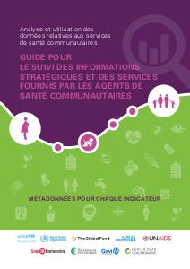 UNICEF: Guide Pour Le Suivi Des Informations Stratégiques Et Des Services Fournis Par Les Agents De Santé Communautaires