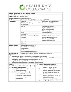 HDC Stakeholder Representative Group meeting minutes, April 2022