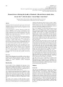 Human Factors Affecting the Quality of Routinely Collected Data in South Africa, 2013