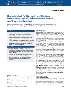 Determinants of Facility-Level Use of Electronic Immunization Registries in Tanzania and Zambia: An Observational Analysis