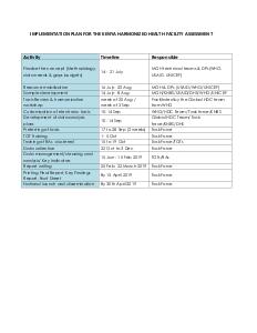 Implementation Plan for Kenya Harmonized Health Facility Assessment