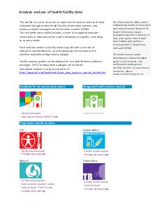 Health Facility Data Analysis and Use toolkit