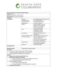 HDC Stakeholder Representative Group meeting minutes, March 2022